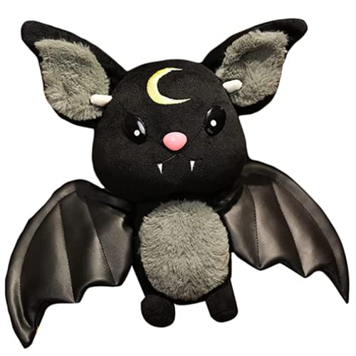 Image of NatureMan Bat Plush Stuffed Animal Toys,Halloween Black Bat Decor Soft Hugging Plush Doll Toy Gifts,for Kids Birthday, Halloween, Christmas (Black,11.8inch)