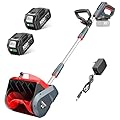 Cordless Snow Blower, Electric Snow Shovel with Total 2 x 5.0 Ah Batteries and Charger, Battery Powered Snow Thrower with LED, 23 Ft Distance with Directional Plate for Driveway, Step, Patio, Sidewalk