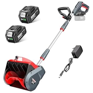 Cordless Snow Blower, Electric Snow Shovel with Total 2 x 5.0 Ah Batteries and Charger, Battery Powered Snow Thrower with LED, 23 Ft Distance with Directional Plate for Driveway, Step, Patio, Sidewalk