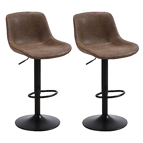 Ermnois Bar Stools Set of 2, Swivel Counter Height Barstools with Back, Adjustable Modern Bar...