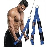 Shelly Triceps Rope Gym Cable Machine Attachments with Carabiner Anti-Slip Triceps Strap 2 Loops Neoprene Handles Pulldown Rope for Pushdowns Pulls Crunches Overhead Extensions Biceps Curl (Blue)
