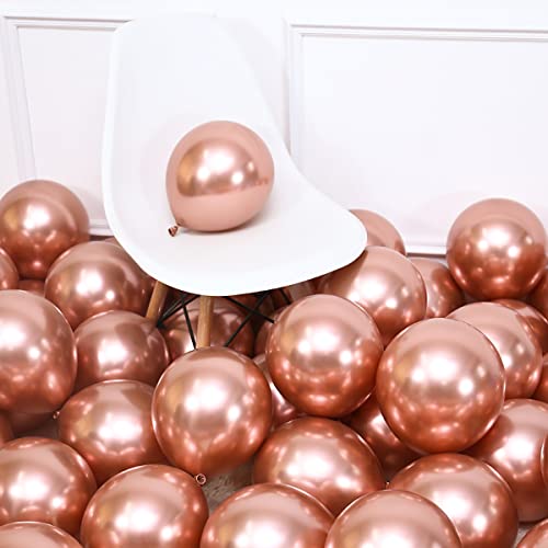 Image of 10 Inch Metallic Rose Gold Balloons, 100 Pcs Latex Helium Metallic Balloons for Kid's Birthday Party Baby Shower Wedding Graduation Graduation Party Decorations