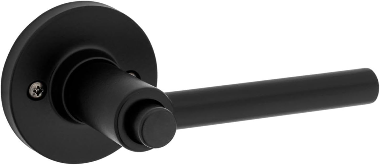 Kwikset SL4000RELRDT Reminy Privacy Door Lever Set with Round Rose from the Safe Lock Collection - Satin Nickel