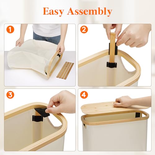 Lifewit 23225 Toilet Paper Storage 23 L, Bamboo Toilet Paper Basket With Lid And Handle, Free Standing Toilet Paper Holder Stand thumb #5