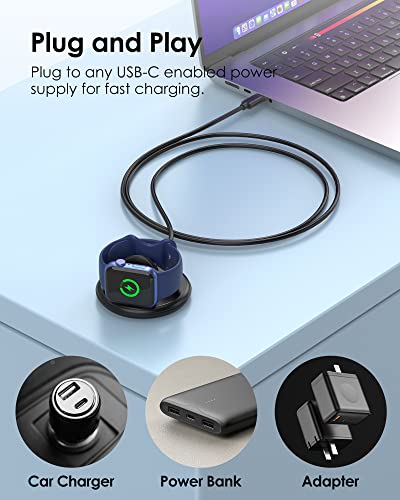 Charger Dock Compatible With Apple Watch, Foldable Magnetic Wireless Charging Station Stand With Usb C Cable Accessories Compatible For Iwatch Series Ultra/8/7/6/5/3/2/Se, Black #TOP5