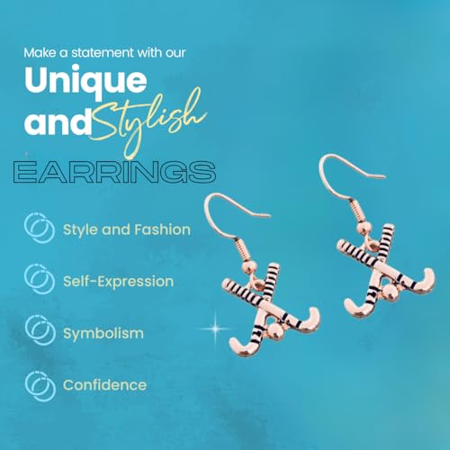 Field Hockey Earrings - Rose Gold Charm Jewelry and Accessories, Field Hockey Gifts for Players, Teams, and Coaches, Field Hockey Stick Dangle Earrings3