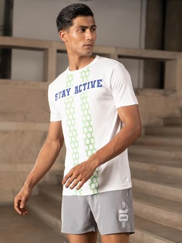 Image of FitMonkey Sports Crew Neck Stretchable Dry Fit T Shirt | Regular Fit T Shirt for Men |Sport T Shirt for Men | Quick Dry Technology with Moisture Control |Breathable & Lightweight