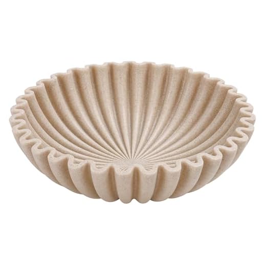 YMXYJM Large Decorative Bowl, Modern Handicraft Bowls for Home Decor, Decorative Fruit Bowl for Kitchen Counter, Ruffle Decor, Stylish Key Bowl for Entry Table, Artificial Stone Beige