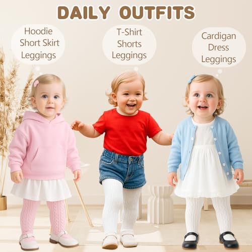 American Trends Baby Tights for Girls Cable Knit Cotton Leggings Newborn Pantyhose Soft Seamless Iinfant Stockings3