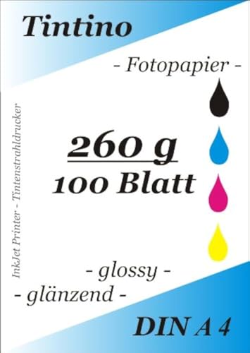 Papier photo A4 jet d'encre séchage immédiat étanche brillant 260g Tintino