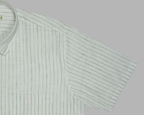 Image of GHPC 100% Cotton Striped Half Sleeves Regular Fit Formal Shirt for Men