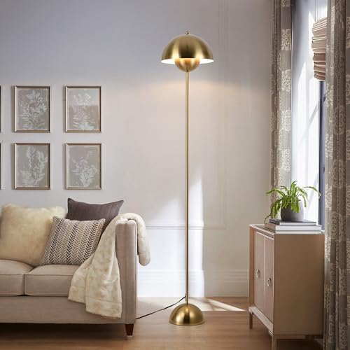 Image of Mid-Century Modern Metal Bud Floor Lamp for Home and Office, Brass Gold