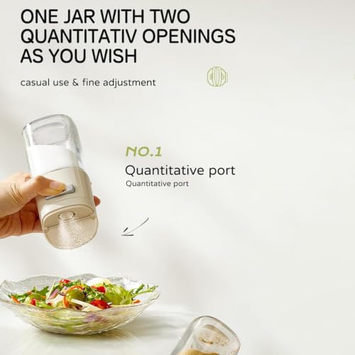 Image of SKYTONE Salt and Pepper Shakers 1 Pcs, Precise Quantitative Salt Shaker with Clear Glass - 0.5g Salt per Press, Salt and Pepper Set for Cooking Table Camping RV Outdoor BBQ (4, 2 in 1 Dispenser)