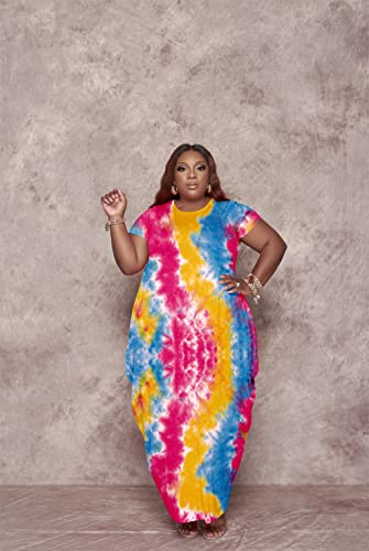 Image of YeGine Oversize Tshirt Dress Plus Size Short Sleeve Maxi Dress with Pockets