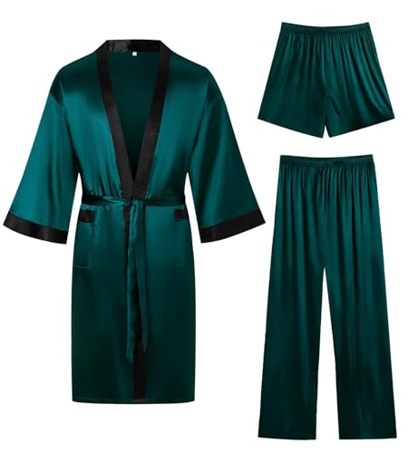 Satin Robe Set with Shorts and Pants