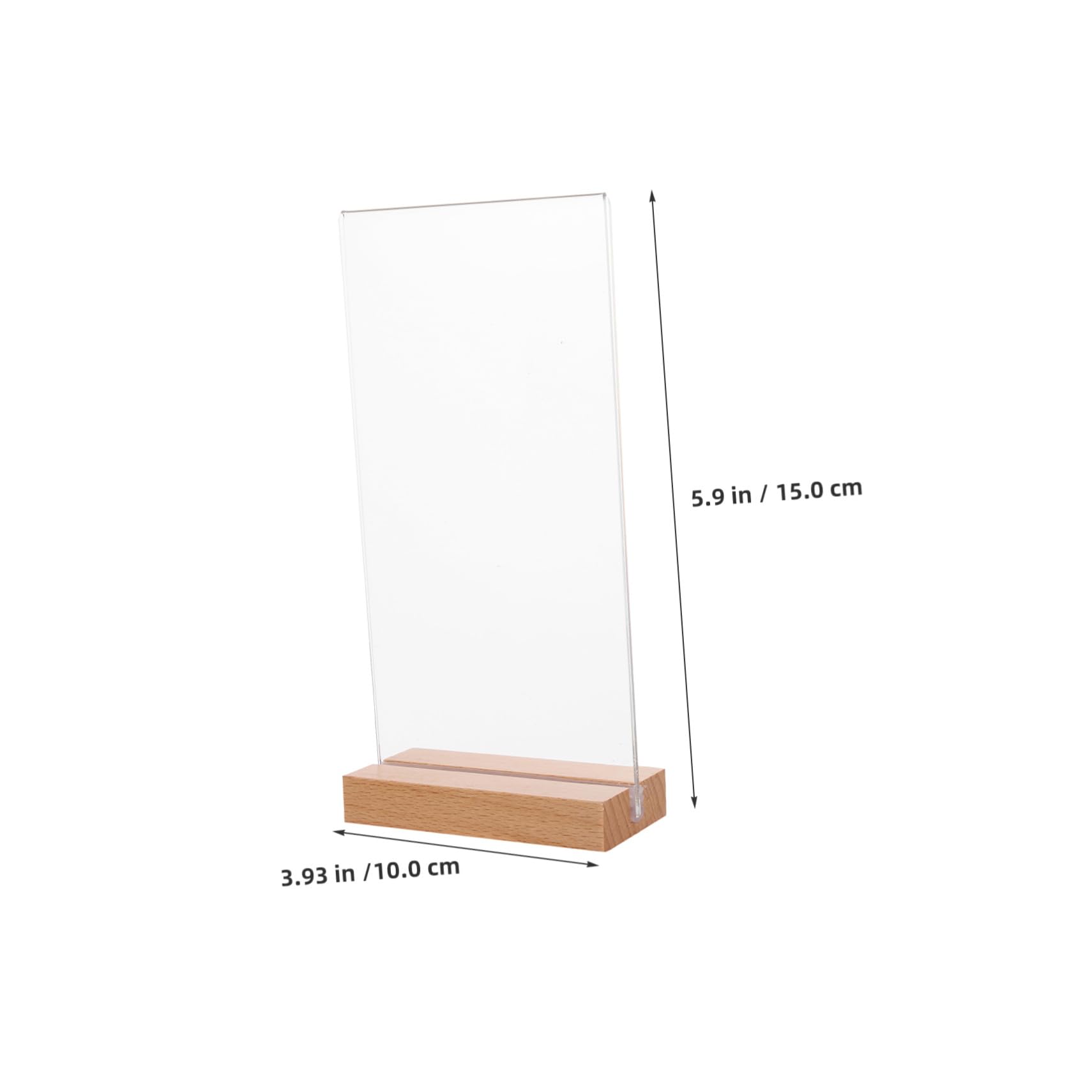 DOITOOL 5 piezas Soporte Acrílico Transparente con Base de Madera para Menú Expositor de Mesa Doble Cara Forma T Pack de Unidades para Restaurantes Bodas y Oficinas