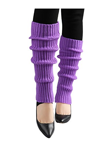 Image of uxcell Women's Knitted Design Solid Warm Thick Knee High Length Ribbed Leg Warmers