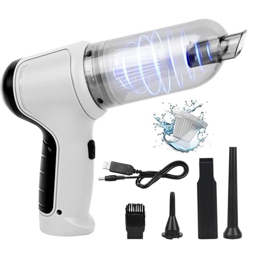 Aspirador De Mano InaláMbrico, Carga InaláMbrica Handheld Vacuum Cleaner Ligero Y PortáTil Aspirador, para Inflar Y Aspirar Bolsas,White