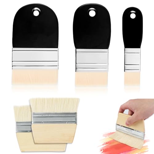 Pincel plano, juego de 5 pinceles negros para artistas, pinceles de superficie anchos, grandes, para acuarela, gouache, acrílico, óleo sobre lienzo y pintura