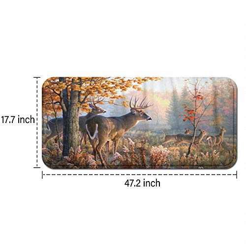 Autumn Nature Wildlife Animal Deers Hunting Season Anti Fatigue Kitchen Mat Comfort Floor Mats Non-Slip Oil Stain Resistant Easy To Clean Kitchen Rug #TOP2