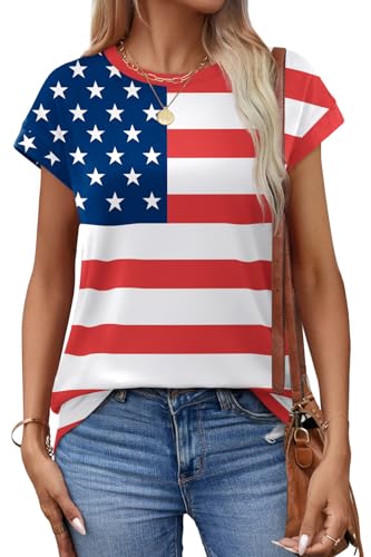 Image of Alaroo Womens Summer Tops Short Sleeve Shirts Crew Neck Tshirt Cute Trendy Tunic Blouses (S-3XL)