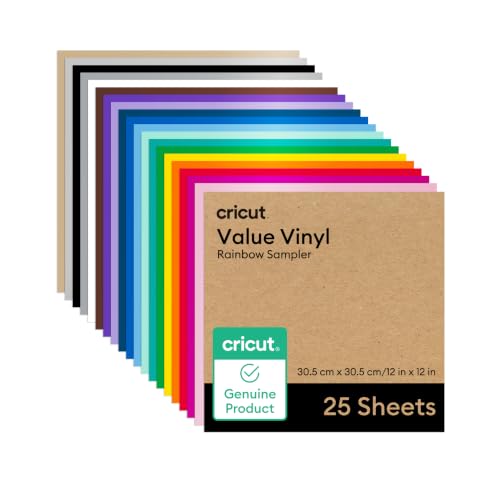 Cricut Vinilo Adhesivo Permanente - Pack de 25 Hojas - 30.5 cm x 30.5 cm (12" x 12") - Hojas de Vinilo para Cricut - Para Manualidades, Decoración y Proyectos DIY