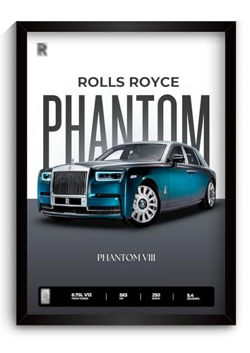 Image of Rolls Royce Phantom Poster | Framed Poster of Rolls Royce Car A4 Sized (31 x 23 cm) for Wall, Gift for Boys, Car Posters | Supercar Luxury Frames Hanging, Room Decor, Gifting | RR Phantom (F 031)