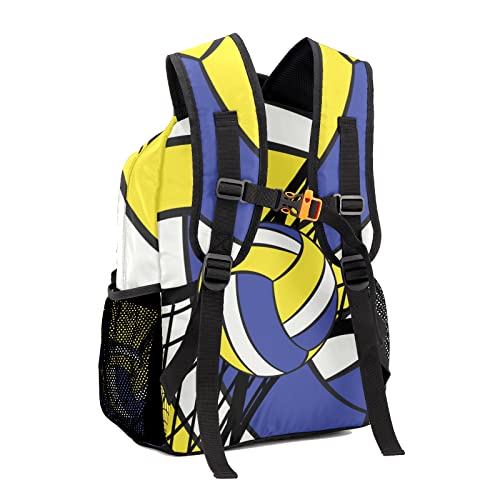 Volleyball Yellow Blue Backpack Personalized Waterproof Casual Daypack Gift for Holiday Birthday3
