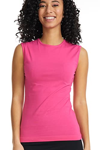 Image of ESTEEZ Women's Sleeveless Fitted Tank Top - Stretch Cotton Blend, Layering Essential