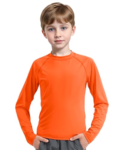 Jocmic Boys Rash Guard Swim Shirt Long Sleeve Upf 50+ Sun Protection Quick Dry Rashguard Swimming Shirt For Kids Youth Orange 14-15Y thumb #1