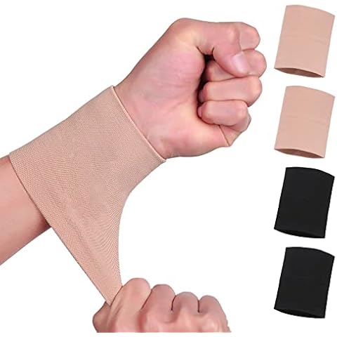 Wrist Compression Sleeve (4PCS), Soft Wrist Support Brace Wrist Bands for Tendonitis, Arthritis, Sprains Pain Relief, Elastic Carpal Tunnel Wraps Protector for Fitness, Sport, Weightlifting, Typing Cover