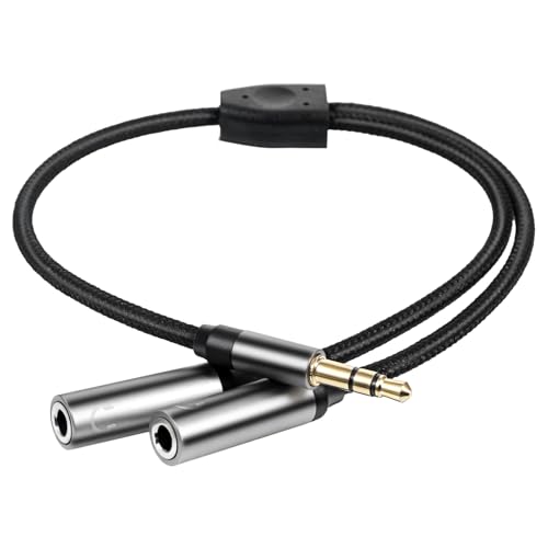 QfwdfcTrenz 3.5mm Headphone Splitter, Nylon-Braided Extension Cable Audio Stereo Y Splitter 3.5mm...