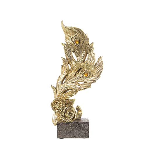 Feuilles dorées résine statuette décoration moderne maison 34cm