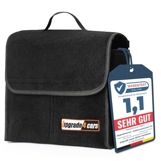 Upgrade4cars Auto Kofferraumtasche aus Filz | Kfz Kofferraum Organizer für Werkzeug & Autopflege | Kleine Filz-Tasche mit optionaler Klett Fixierung | Autozubehör Innenraum