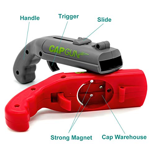 Evoio Cap Gun Bottle Opener, 4 Packs Creative Beer Bottle Opener, Cap Launcher Shooter For Home Bar Party-Shoot Over Five Meters (Red & Grey) - Thumbnail 2