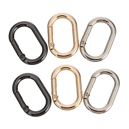 Happyyami 6-Pack Round Carabiner Clip Snap Hooks Zinc Alloy Key Rings Bulk Spring Link Clips for DIY Belts Keychains