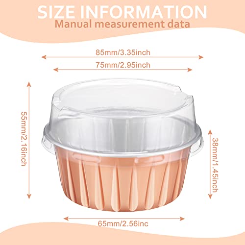 Gejoy 200 Pack Aluminum Foil Cupcake Baking Cups 5Oz Rose Gold Cupcake Liners Dessert Cups With Lids Disposable Cupcake Cups Mini Cake Containers Flan Molds Tin Mini Muffin Liners For Wedding Birthday #TOP2