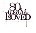 All About Details Purple 80-Years-Loved Cake Topper,1PC, 80th Birthday, Party Decor, Glitter (Purple)