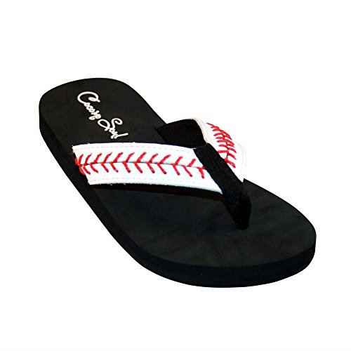 Cocomo Soul Baseball Leather Flip Flops Baseball Mom Flip Flops Baseball Sandals Baseball Flip Flops for Women