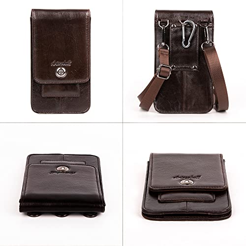 Ariscobull Leather Double Phone Holster For Belt Leather Flip Case For Iphone 14 14 Pro 13 Pro 13 12 Pro 12 11 Xr Galaxy S22 S21 S20 Premium Phone Leather Pouch With Protective Case (Coffee) #TOP4