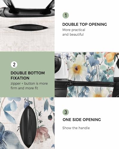 Travel Luggage Cover Small Suitcase Cover Fit for 19-21 Inch Luggage Luggage Protector Suitcase Cover Scratchproof Country Style Spring Flowers on Burlap Texture Luggage Cover Protector for Suitcase2