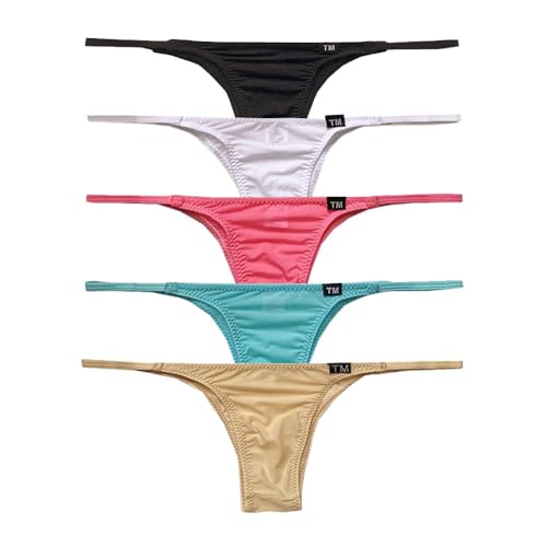 Men's Low Rise Traceless Thong Soft Ice Silk Bikini Panties