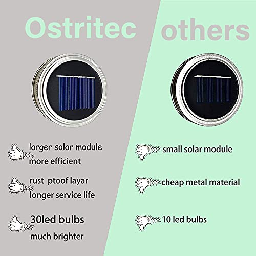 Ostritec Solar Mason Jar Lights Lids, 12 Pack 30 Led Fairy Lights(Jars Not Included), Outdoor Hanging Mason Jar Solar Lights, Fairy in a Jar Firefly Lights for Patio Garden Table Decor Gifts by ostritec - Image 7