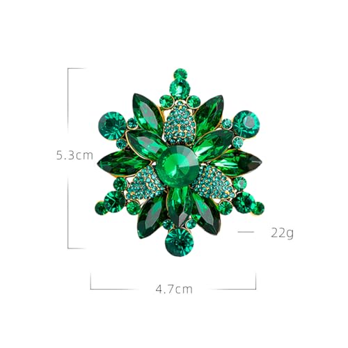Image of Rhinestone Flower Brooch - Red /Yellow /Blue /Green Crystal - Big Large Wedding Ball Birthday Party Elegant Clothing Hat Bag Accessories Jewelry for Women