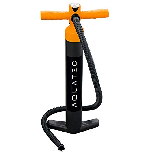 AQUATEC Dual Action Hand Pump - Pump for Inflatable Paddle Boards | Airflow on Upstroke & Downstroke | SUP Board Pump with Pressure Gauge | Inflatable Boat Pump