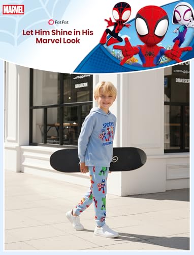 Disney Boys' Sweatsuit Set 2 Piece Hooded Top Sweatshirt Jogger Sets Avengers Fall Hoodie Lightweight Sweatpants Autumn Tracksuit Child Sweat Outfit Pullover Sweatshirt Suit Light Blue Size 5-6 Years - image 4