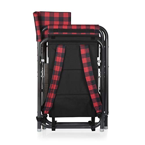 Oniva - Outdoor Directors Chair With Side Table - Beach Chair For Adults - Camping Chair With Table,Red/Black Buffalo Plaid #TOP3