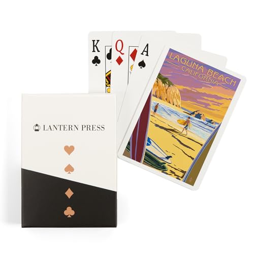 Lantern Press Laguna Beach, Surfers at Sunset, 52 cartas póker