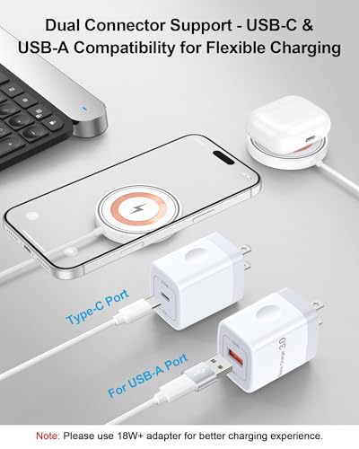 Magnetic Wireless Magsafe Charger for iPhone, Charging Pad for iPhone 17/16/15/14/13/12 Series & AirPods Pro 4/3, 15W Magnetic Wireless Charger for USB-C/A Ports, Fast Wireless Charging Pad for Apple - Image 4