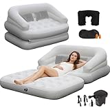 Onirii Inflatable Sofa Bed with Air Pump,2-in-1 Inflatable Sofa Couch,Blow-Up Couch and Folding Full Size Air Mattress Bed for Home,Camping,and Guests